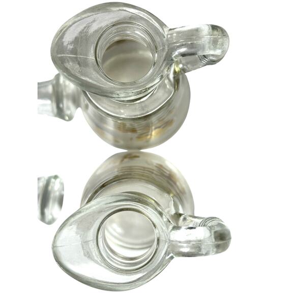 Anchor Hocking Starlyte Clear Gold Fleur de Lis Vintage Oil & Vinegar Cruet Set - Picture 6 of 7